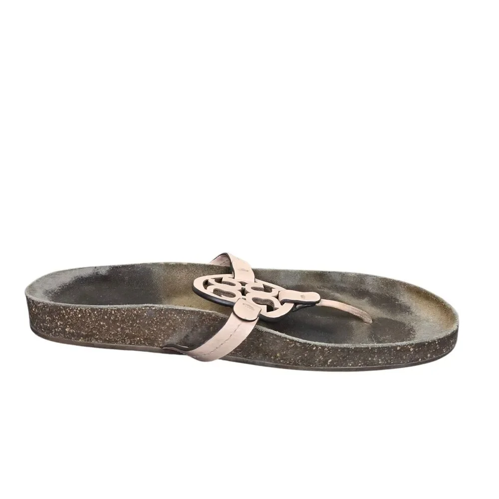 Tory Burch Miller Cloud Thong Sandals Sz 11 Peach Logo Resortwear Coastal